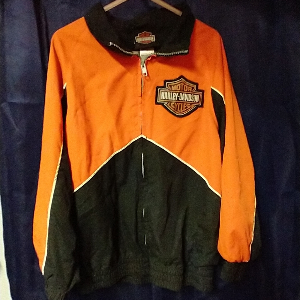 Harley Davidson Windbreaker Jacket Youth size 7 (orange and black)